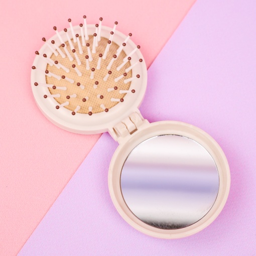 Расческа складная с зеркалом "Мишка" №1, 6,5х7,2см