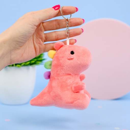 Мягкий брелок "Динозавр" розовый, 12 см