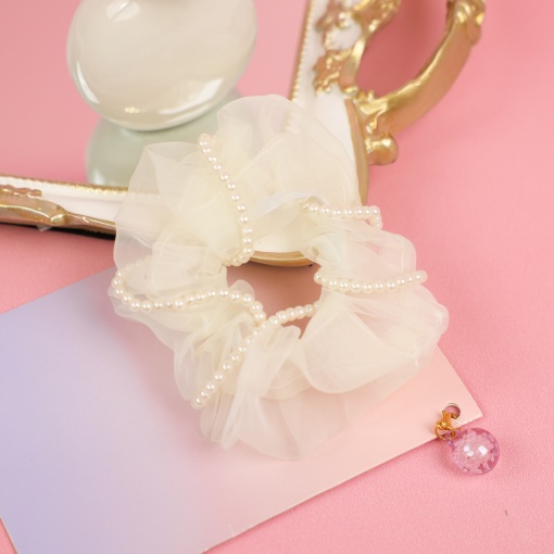 Резинка для волос "Жемчуг" белый