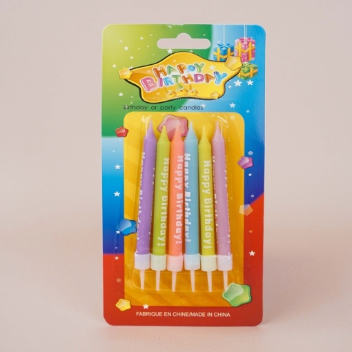 Свечи для торта "Happy Birthday" light color, 6 шт оптом