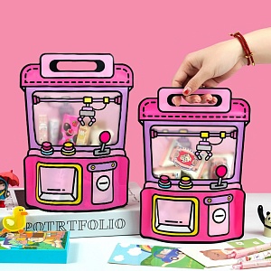 Подарочный пакет "Игровой автомат" розовый, 18х25х6см