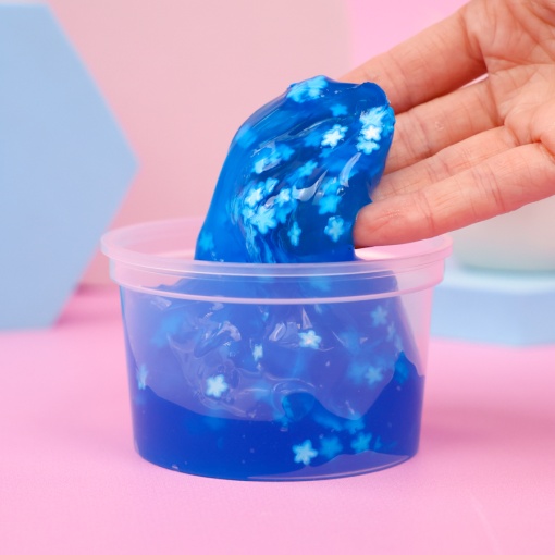 Слайм "Стекло" синий, с дек наполнителем звезды 180 гр. STORIZ