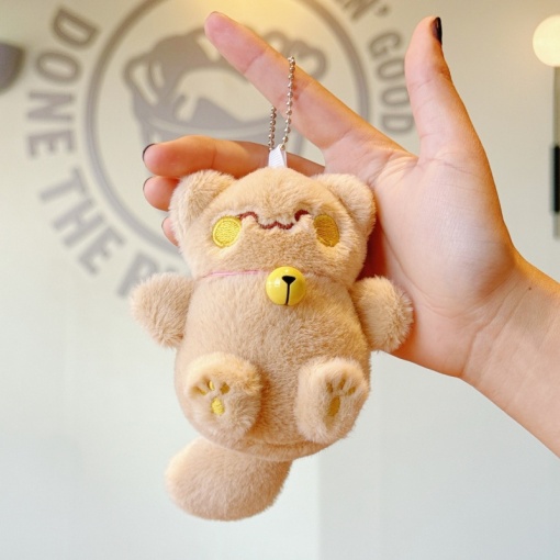 Мягкий брелок "Lucky cat" светло-коричневый, 12см