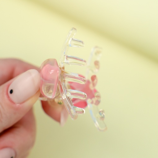 Заколка-крабик для волос "Heart", прозрачный