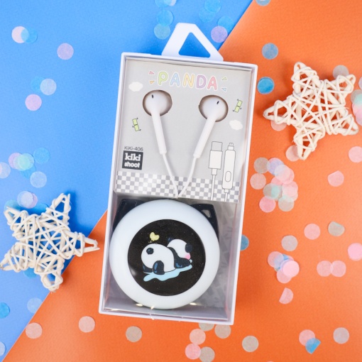 Наушники с чехлом "Панда" №406, черный (Type-C)