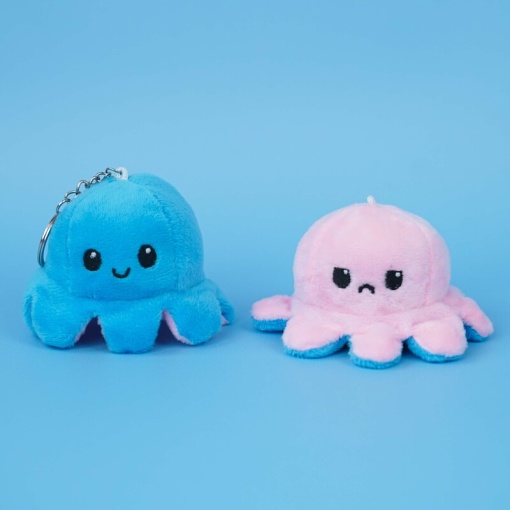 Мягкий брелок-перевертыш "Осьминожек" нежно-розовый голубой, 10 см