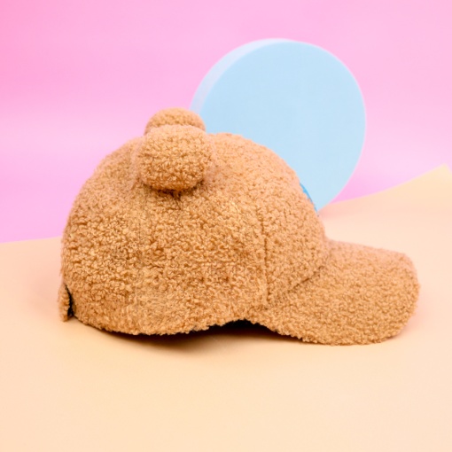 Бейсболка плюшевая "Cute" с ушками, коричневый (54-60см)