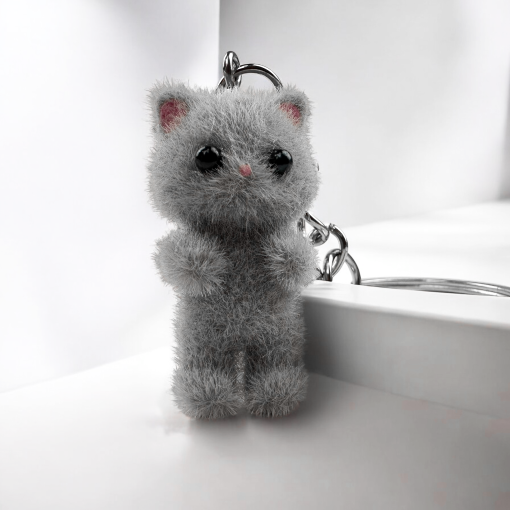 Брелок "Плюшевые животные" Котик, серый