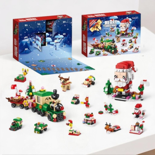 Конструктор "НГ Advent Calendar" Дед мороз с оленем №8972-2 (605 д)