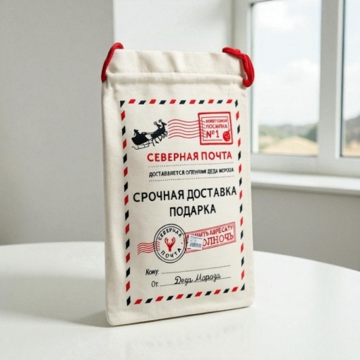 Подарочный мешок "НГ Новогодняя посылка" северная почта, сани