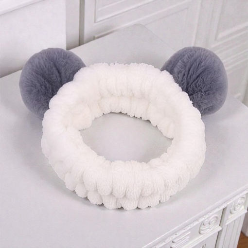 Повязка для волос "Серые ушки", белый