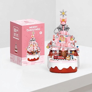 Конструктор "НГ Музыкальная шкатулка"Елка,розовый №8756-2 (418д.)