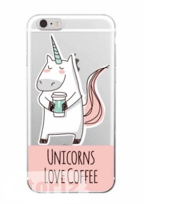 Чехол для iPhone «Unicorns love coffee»