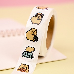 Набор наклеек в рулоне "Капибара" 500шт