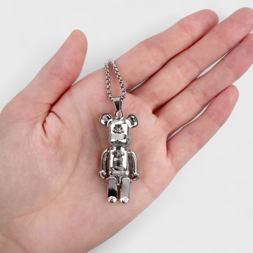 Кулон на цепочке "Bearbrick" серебристый 