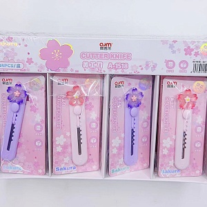 Канцелярский нож "Сакура" №1518, в ассортименте 1шт