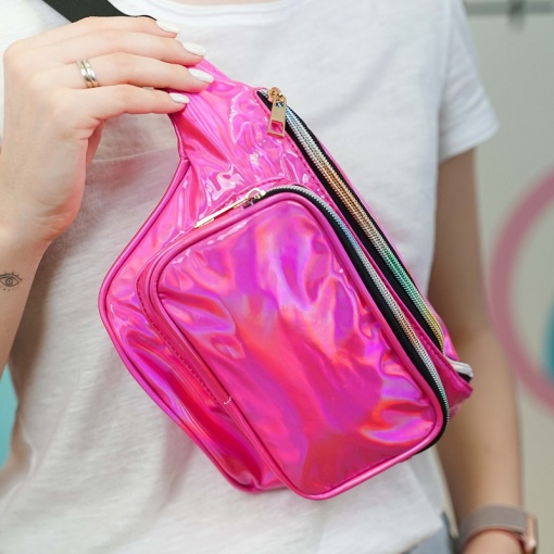 Поясная сумка "Голография" фуксия