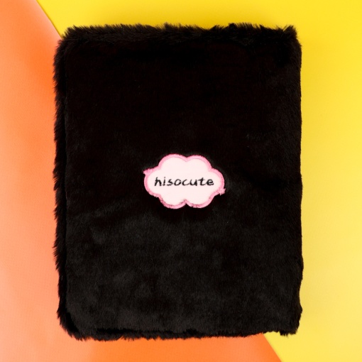 Блокнот "Котик" плюшевый А5, черный (вкладыши для карточек)