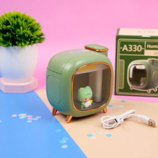 Мини-увлажнитель "Cute TV" зеленый (USB) оптом