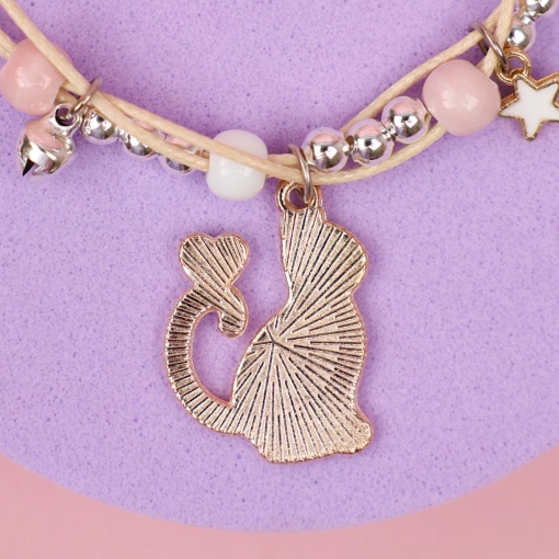 Браслет "Кошка" белый, №444M   