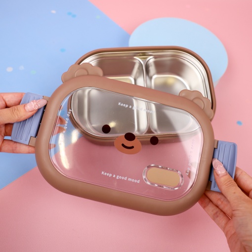 Ланчбокс "Мишка" №6261, коричневый оптом