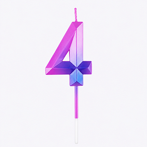 Свеча-цифра для торта "Blue-Pink", 4 оптом
