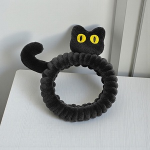 Повязка для волос "Кот с хвостом", черный