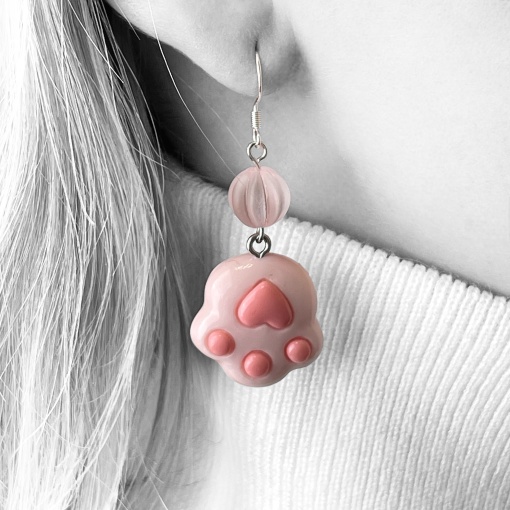 Серьги "Лапка" розовый