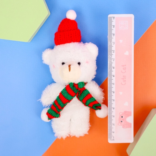 Мягкий брелок "Мишка в шапочке" белый