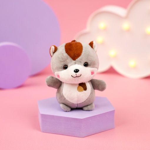 Мягкий брелок "Бурундук" серый, 12 см