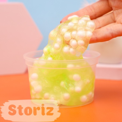 Слайм "Magic" №1 с неоновыми зелёными блёстками + шарики, 150 гр. STORIZ