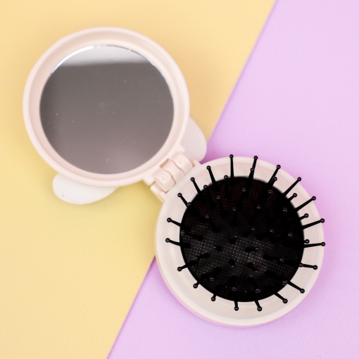 Расческа складная с зеркалом "Щенок" белый, 7х7,5см