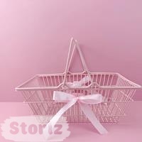Корзинка с бантиком 23,5х16х10, розовый оптом