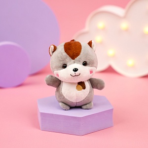 Мягкий брелок "Бурундук" серый, 12 см