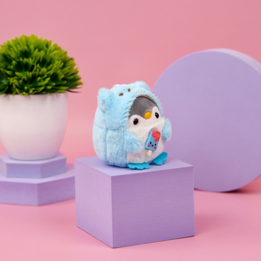 Брелок мягкий "Пингвин в костюме" голубой 10 см