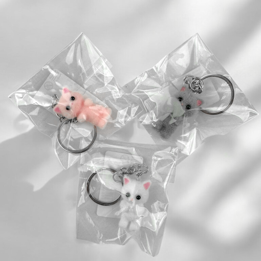 Брелок "Плюшевые животные" Котик, розовый