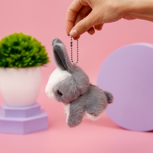 Мягкий брелок "Зайка" серый, 14 см