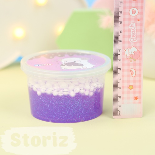 Слайм "Cute Lumb" фиолетовые блёстки + шарики, 150 гр. STORIZ