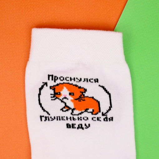 Носки "Котик" №2, белый, р.37-39