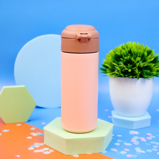 Термос "Lazy and Cute" с трубочкой, коричневый, 380 мл. оптом