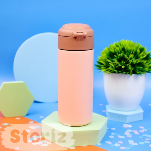 Термос "Lazy and Cute" с трубочкой, коричневый, 380 мл. оптом