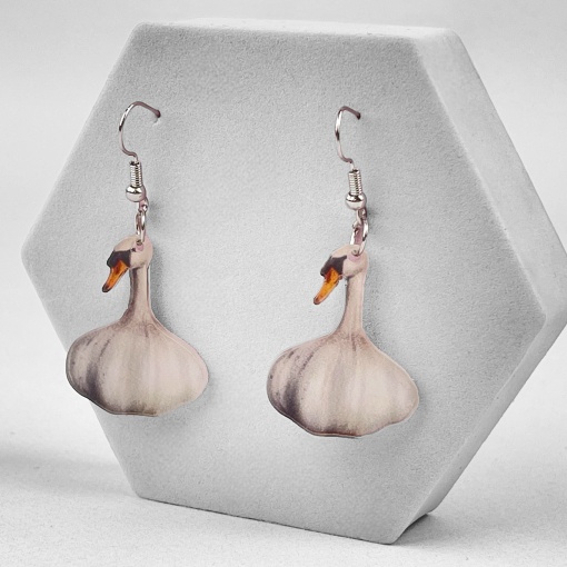 Серьги "Лебедь-чеснок"