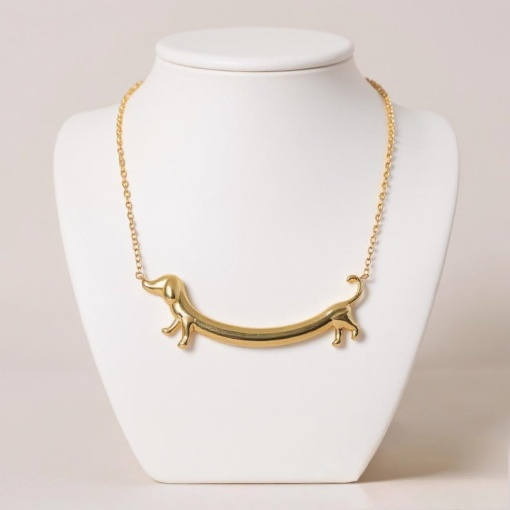 Кулон на цепочке "Такса", золотой