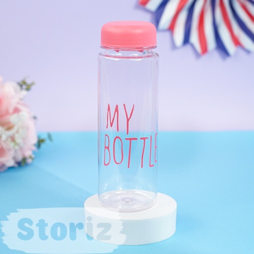 Бутылочка прозрачная "My bottle" розовая с чехлом оптом