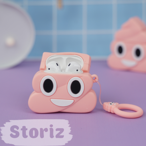 Чехол для AirPods1/2 "Какашка" розовый
