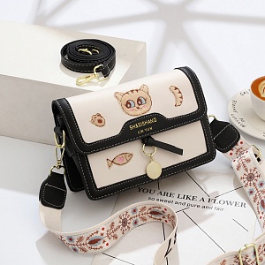 Сумка "Lin Yun" Sly cat, бело-черный оптом со склада в Москве