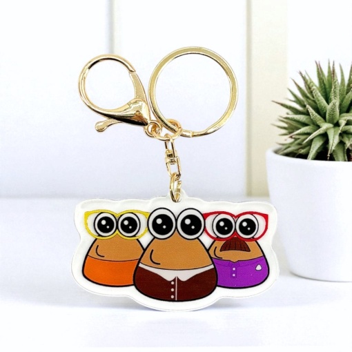 Брелок акриловый "Pou" 3 маленьких