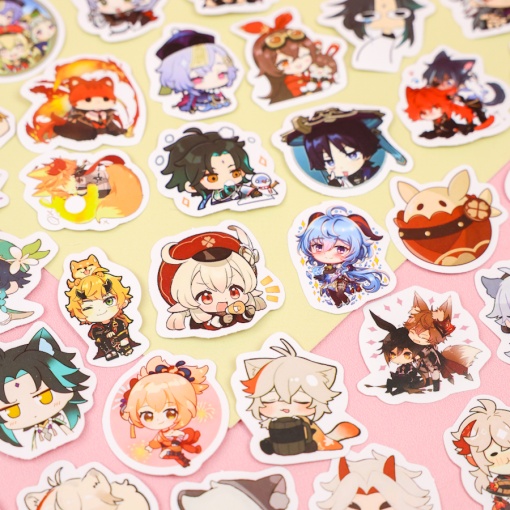 Наклейки для стикер бомбинга "Genshin Impact" №1, 60 шт.