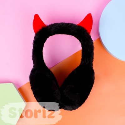 Меховые наушники "Devil" черный