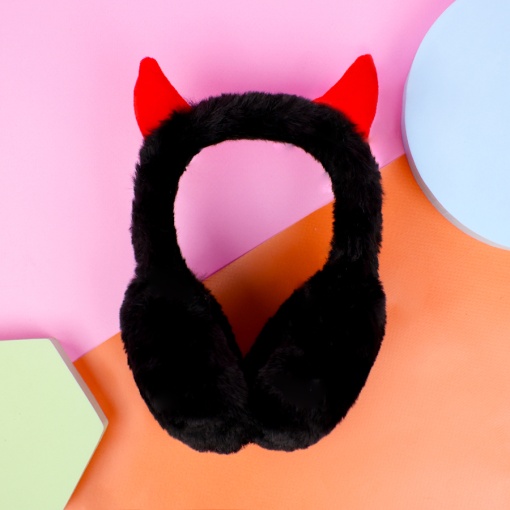 Меховые наушники "Devil" черный